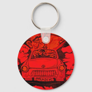 Brezhnev & Honecker,Trabant Car,Berlin - Red Keychain