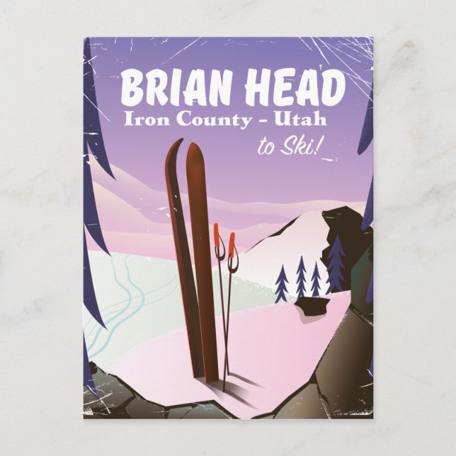 Brian Head, Iron county Utah, USA Ski poster Postcard (Front)