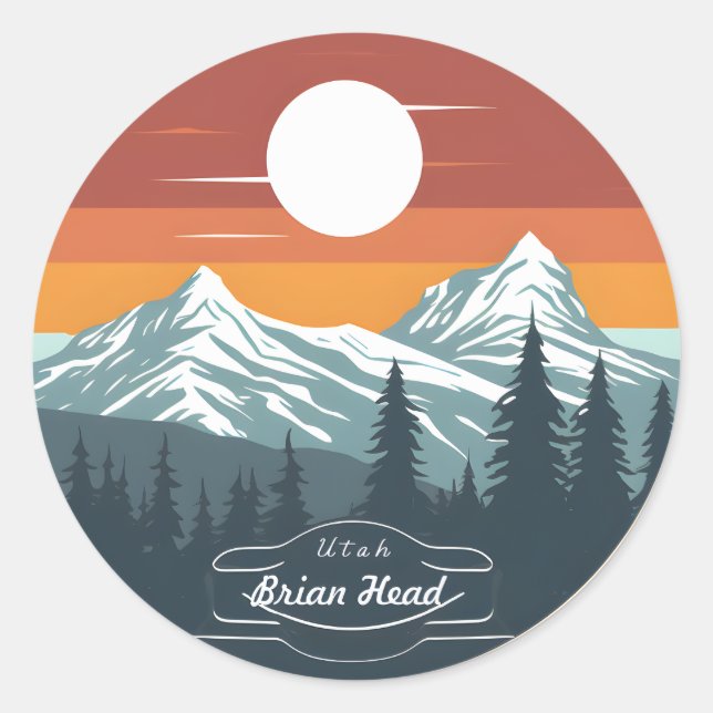 Brian Head Utah Mountain Sunset Stickers – Set of  (Front)