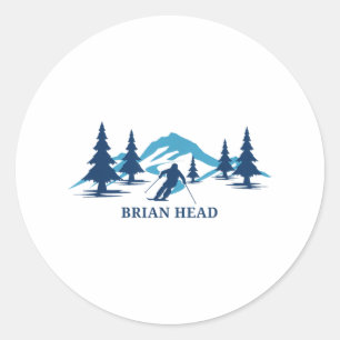 Brian Head Utah Ski Resort Skiing Skier _1 Classic Round Sticker