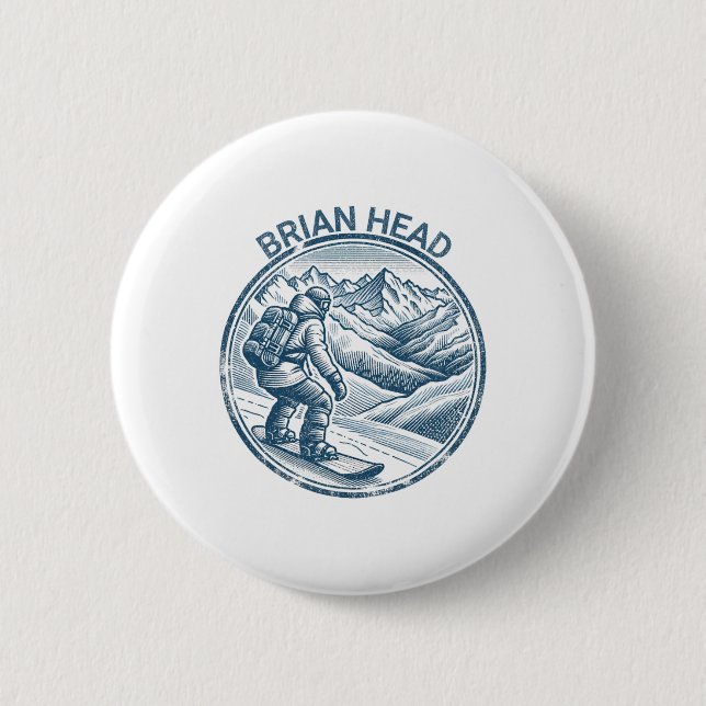 Brian Head Utah Snowboarding Snowboarder  2 Inch Round Button (Front)