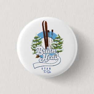 Brian Head Utah to ski logo 1 Inch Round Button