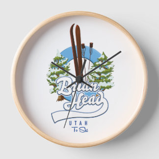 Brian Head Utah to ski logo Clock