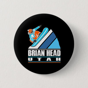 Brian Head Utah - Vintage Snowboarder 2 Inch Round Button