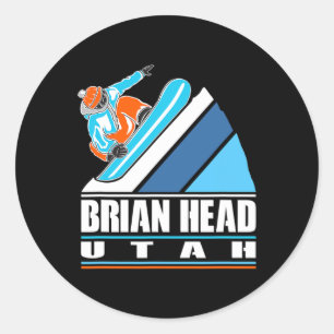 Brian Head Utah - Vintage Snowboarder Classic Round Sticker