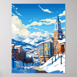 Brian Head Utah vintage travel illustration Poster