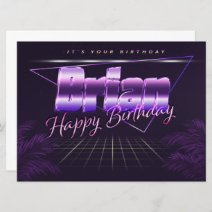 Brian Name First Name purla retro card Birthday