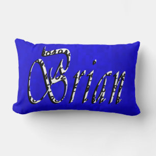 Brian, Name, Logo, On Blue Mosaic Lumbar Pillow