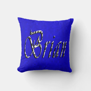 Brian, Name, Logo, On Blue Mosaic Throw Pillow