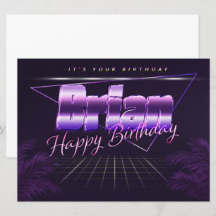 Brian Name Vorname lila retro Karte Geburtstag Card