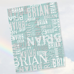 Brian personalized name modern grayish blue fleece blanket