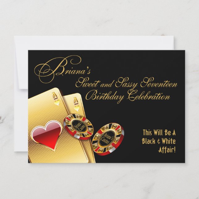 Briana Casino Night 17th Birthday Party Invitation (Front)