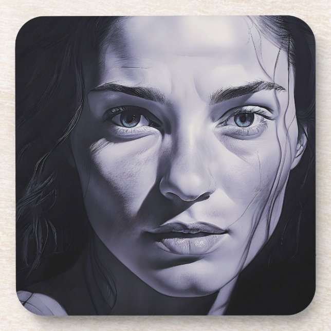 “Brianna Blue” Women In Charcoal Coaster (Front)