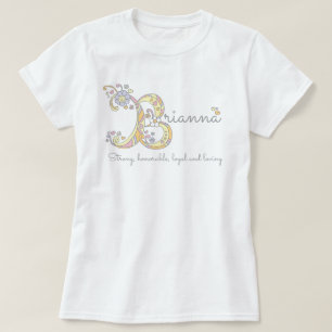 Brianna girls B name meaning monogram tee