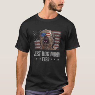 Briard Best Dog Mom Ever Retro Usa American Flag T-Shirt