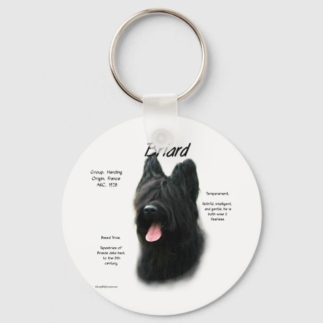 Briard (black) History Design Keychain (Front)