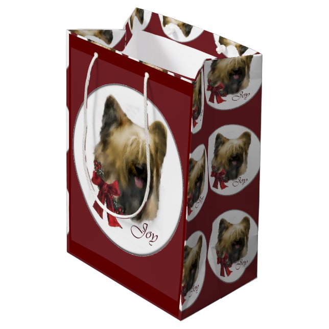 Briard Christmas  Medium Gift Bag (Back Angled)