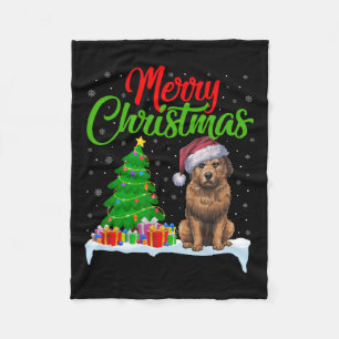 Briard Dog Christmas Tree Lights Funny Xmas Briard Fleece Blanket