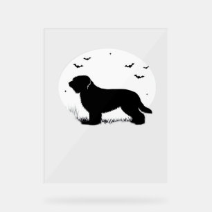 Briard Dog – Halloween Moon Silhouette Oversized T Acrylic Sign