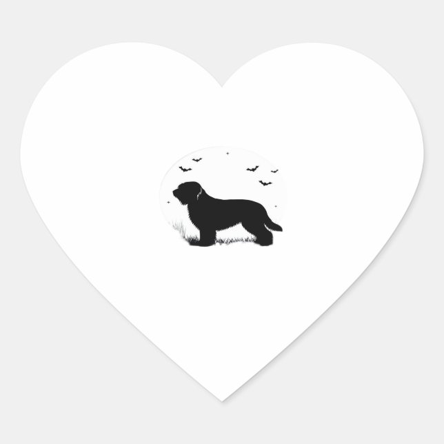 Briard Dog � Halloween Moon Silhouette Oversized T Heart Sticker (Front)
