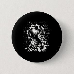 Briard Dog Lover Retro Style Tattoo 2 Inch Round Button