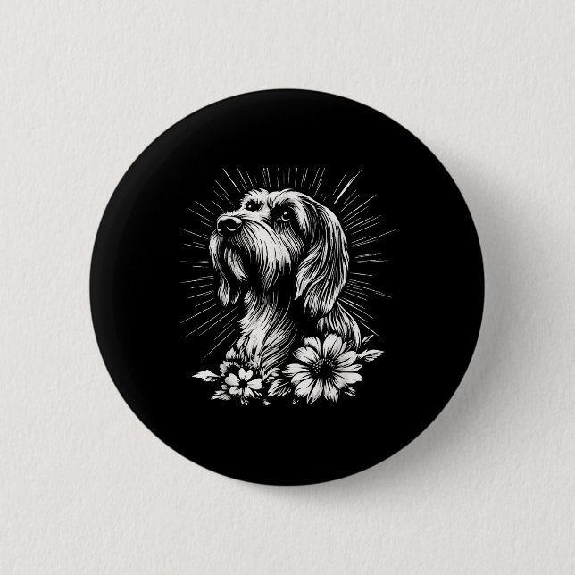 Briard Dog Lover Retro Style Tattoo  2 Inch Round Button (Front)