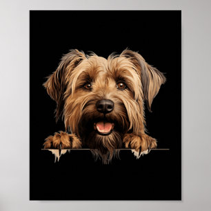 Briard Dog Mom Dad Peeking Puppy Poster