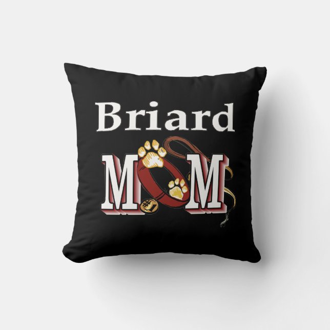 Briard Dog MOM Throw Pillow (Front)