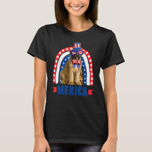 Briard Dog  Rainbow Leopard Merica Flag 4th Of Jul T-Shirt