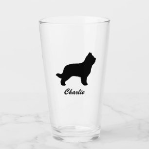 Briard Dog Silhouette Personalized Glass