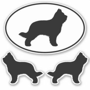 Briard Dog Silhouettes Vinyl Sticker Set