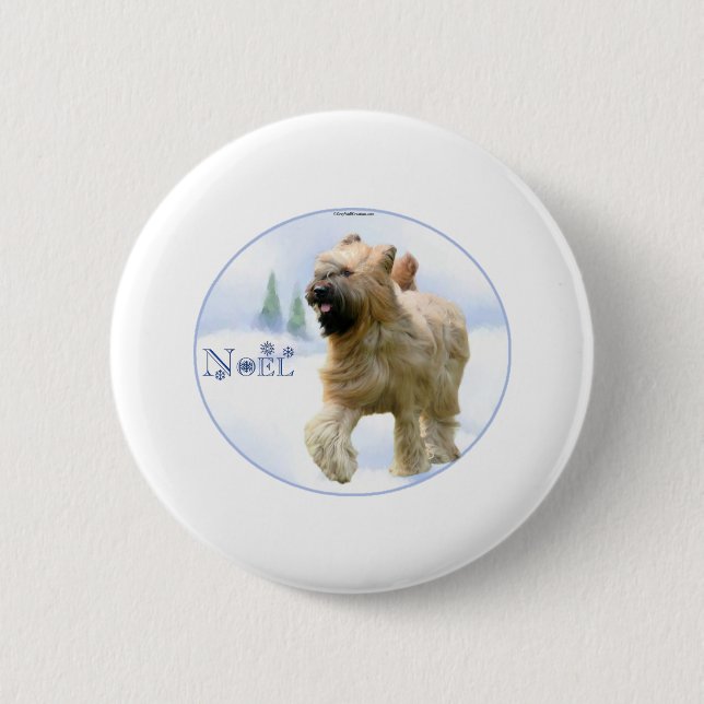 Briard Noel 2 Inch Round Button (Front)