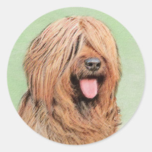 Briard Painting - Cute Original Dog Art Classic Round Sticker