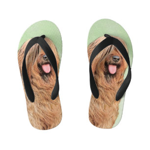 Briard Painting - Cute Original Dog Art Kid's Flip Flops