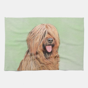 Briard Painting - Cute Original Dog Art Kitchen Towel