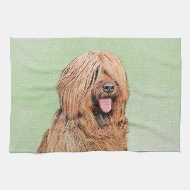 Briard Painting - Cute Original Dog Art Kitchen Towel (Horizontal)