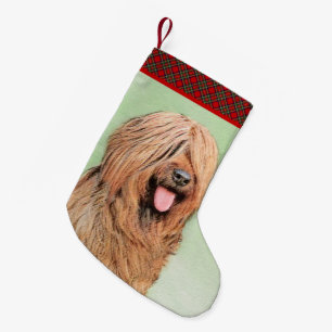 Briard Painting - Cute Original Dog Art Small Christmas Stocking