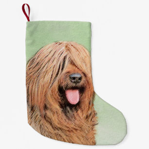 Briard Painting - Cute Original Dog Art Small Christmas Stocking