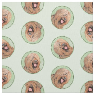 Briard Painting Tawny Black Overlay Cute Dog Art Fabric