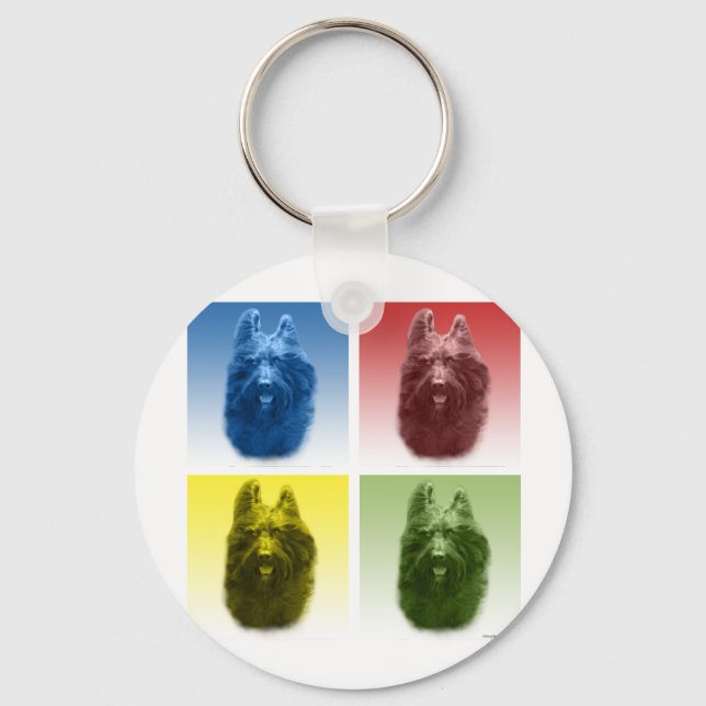 Briard Pop Art Keychain (Front)