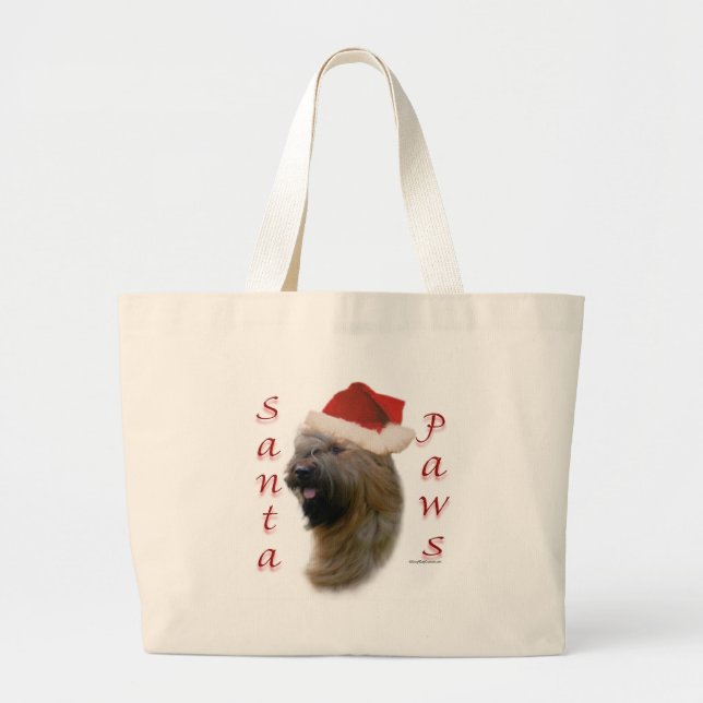 Briard Santa Paws Large Tote Bag (Front)