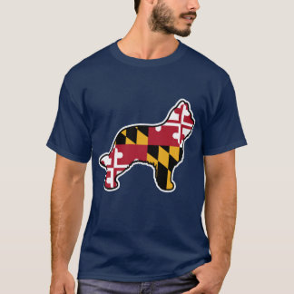 Briard Silhouette with Maryland Flag T-Shirt