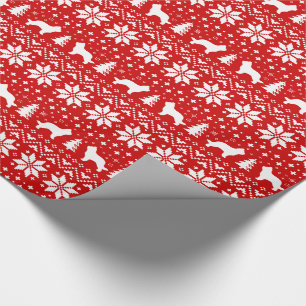 Briard Silhouettes Dogs Christmas Holiday Red Wrapping Paper