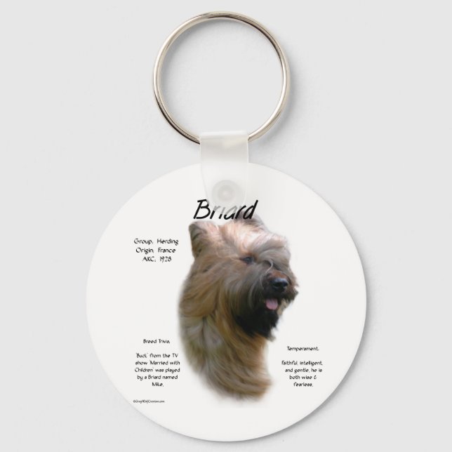 Briard (tawny) History Design Keychain (Front)