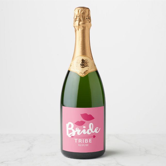 Bribe Tribe Rose Sparkling Vin Étiquette Kiss (Devant)
