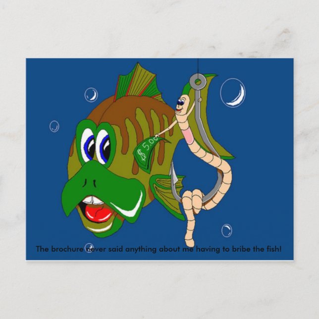 Bribing the fish postcard (Front)