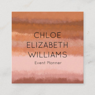 Brick Abstract Watercolor Textured Stripes Square Business Card