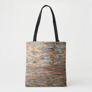 brick and wood tote bag