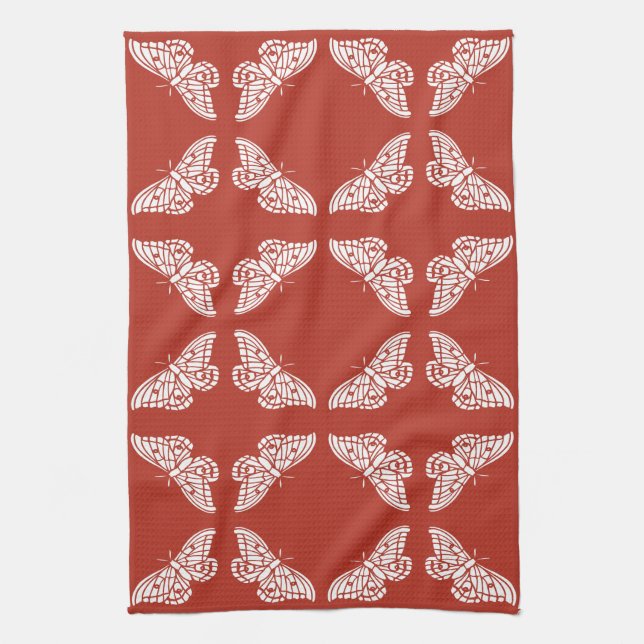Brick Arts and Crafts Butterflies Kitchen Towel (Vertical)