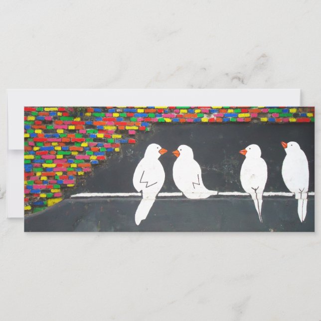 brick bird wall : graffiti wall invitation (Front)